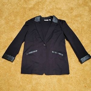 Black Blazer with faux leather trim